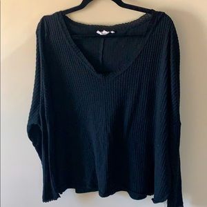 Black long sleeve textured oversized Tshirt.